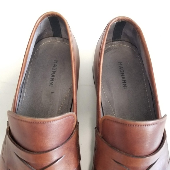 Magnanni Ramiro Brown Leather Penny Loafers Dress Shoes Men's Slip On - Picture 11 of 13
